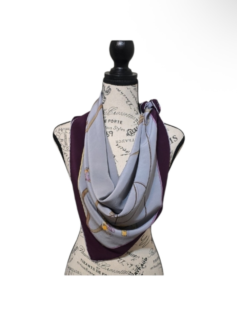 Celine Silk Scarf in Plum, Pink & Gold